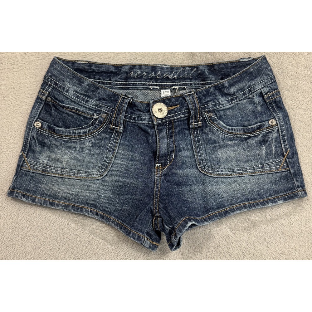 Aeropostale Denim Shorts Women's Blue Size 9/10 Dark Wash 2" Inseam Pockets Mini